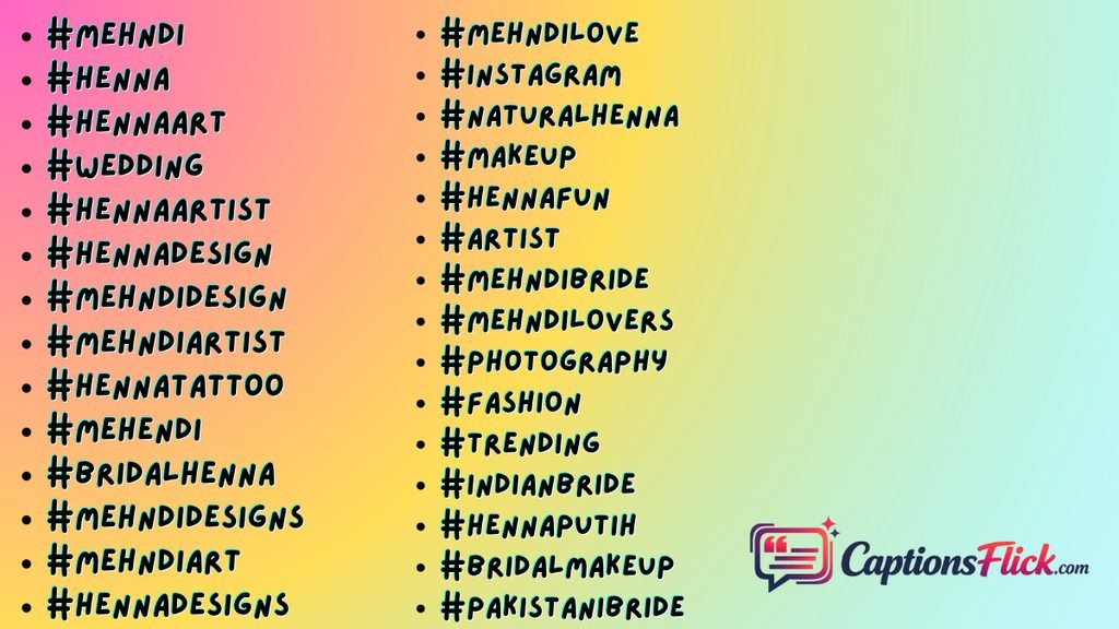 Cool Mehndi Hashtags