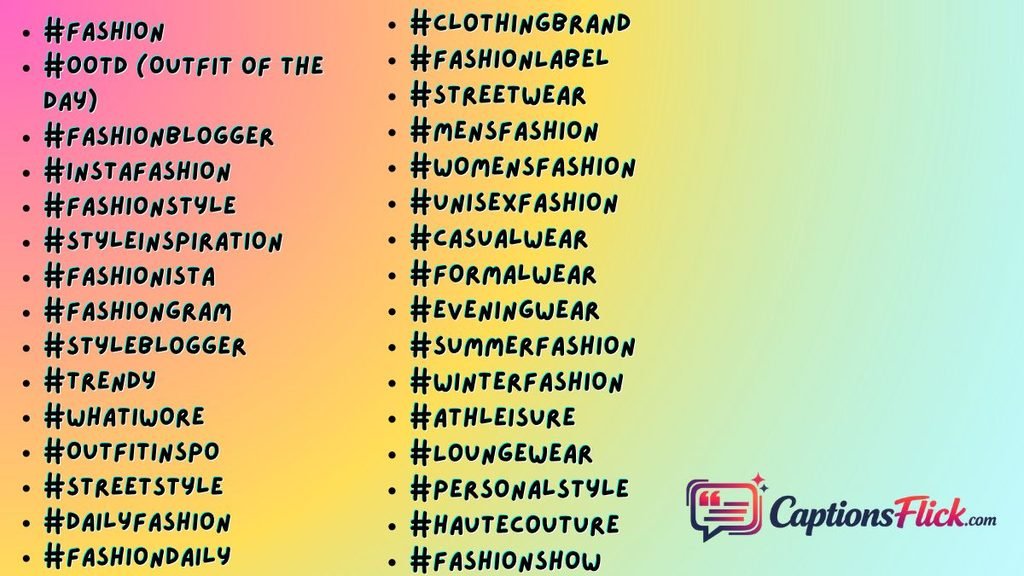 Amazing Fashion Hashtags